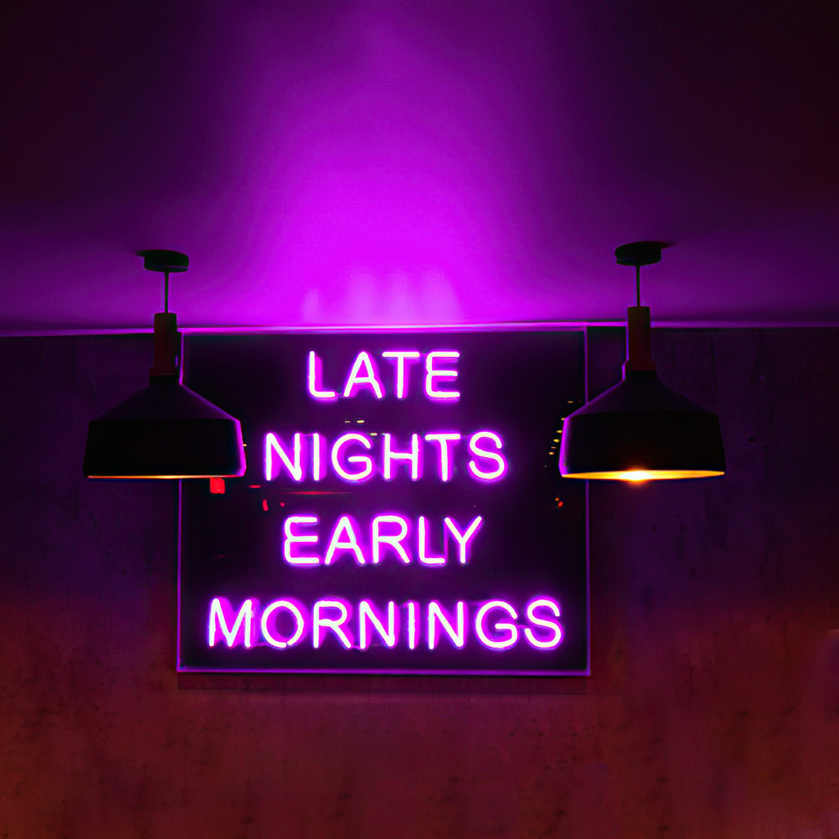 &quot;Late Nights Early Mornings&quot; Neon Sign