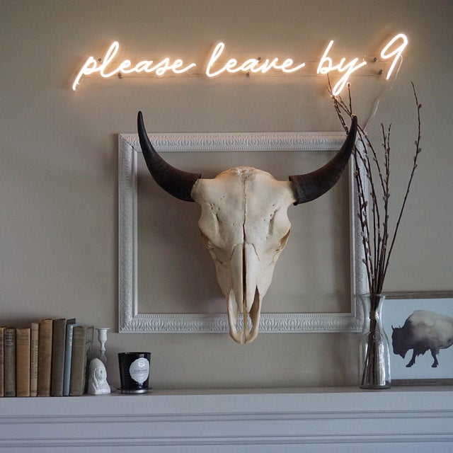&quot;please leave by 9&quot; Neon Led Sign