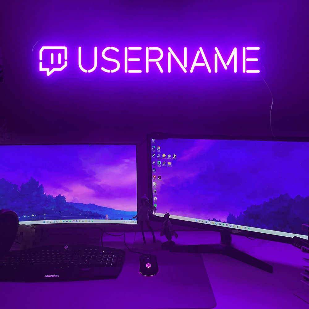 Twitch Youtube Username Neon Sign for Gaming Room